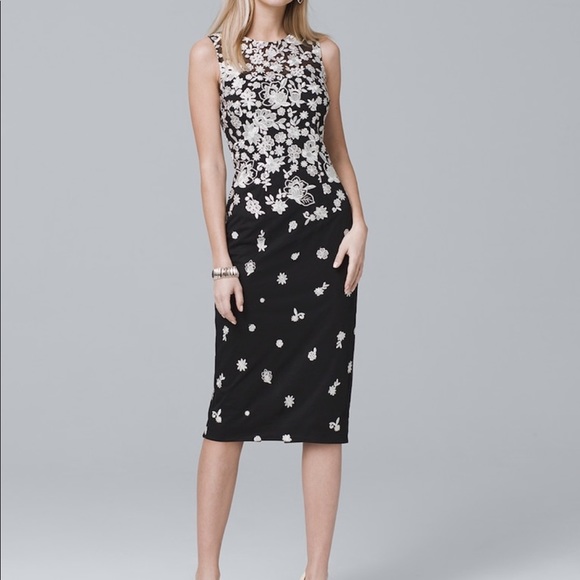 White House Black Market Dresses & Skirts - White House Black Market Floral Embroidered Sheath